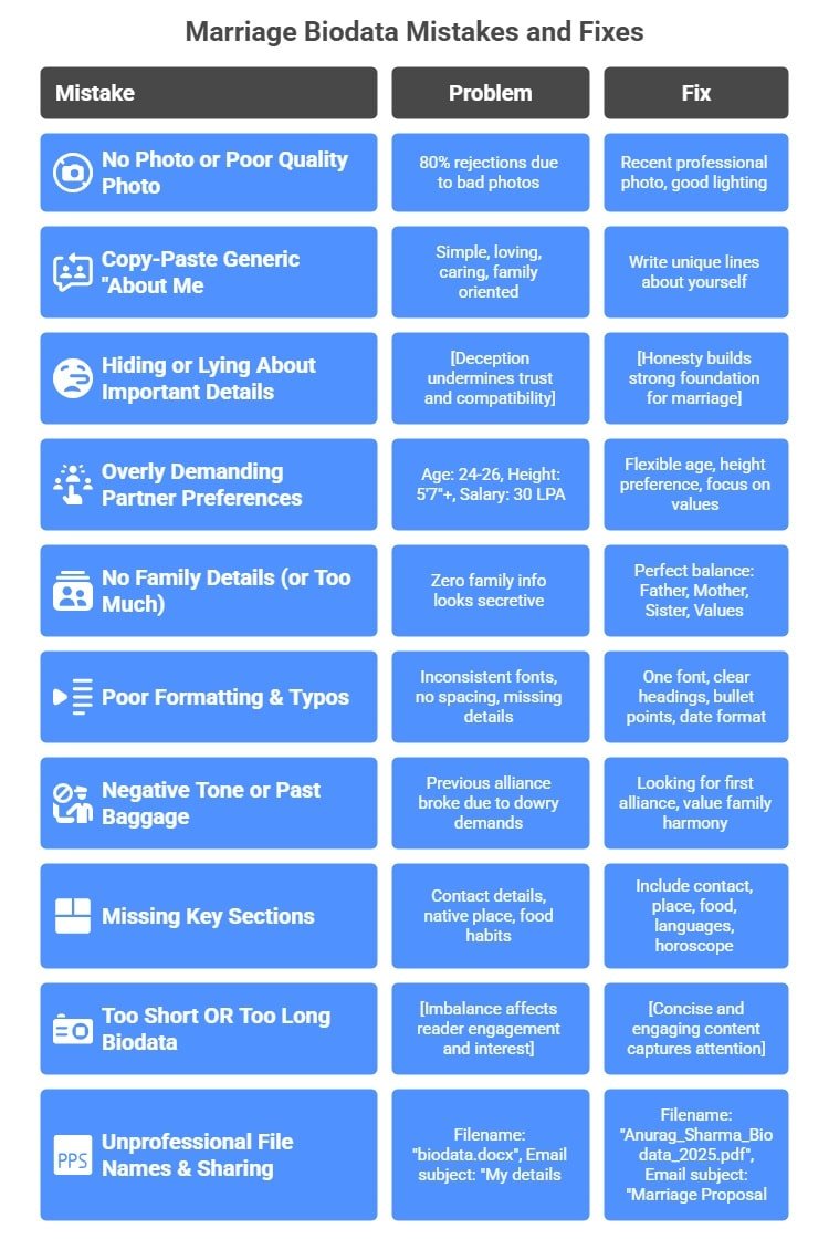 10 Marriage Biodata Common Mistakes