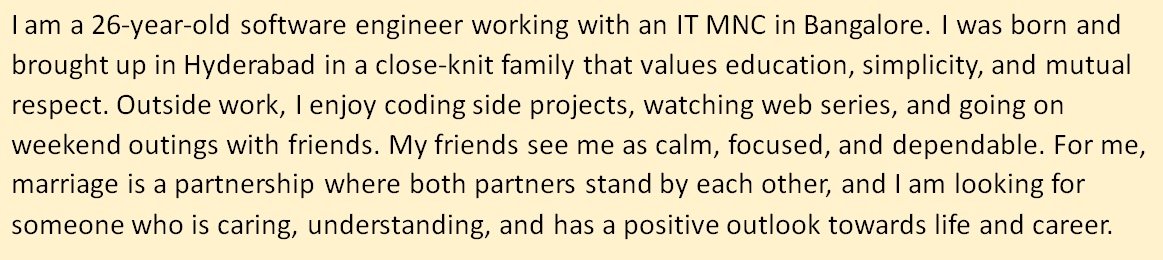 About Me in Marriage Biodata IT, Software Engineer