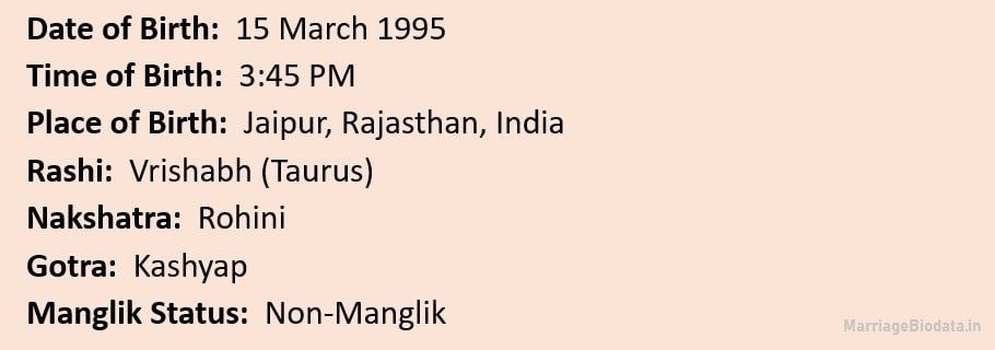 Format for Horoscope in marriage biodata