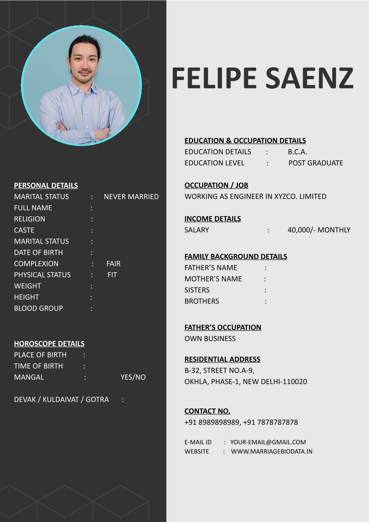 Best Marriage Biodata Template Word Free