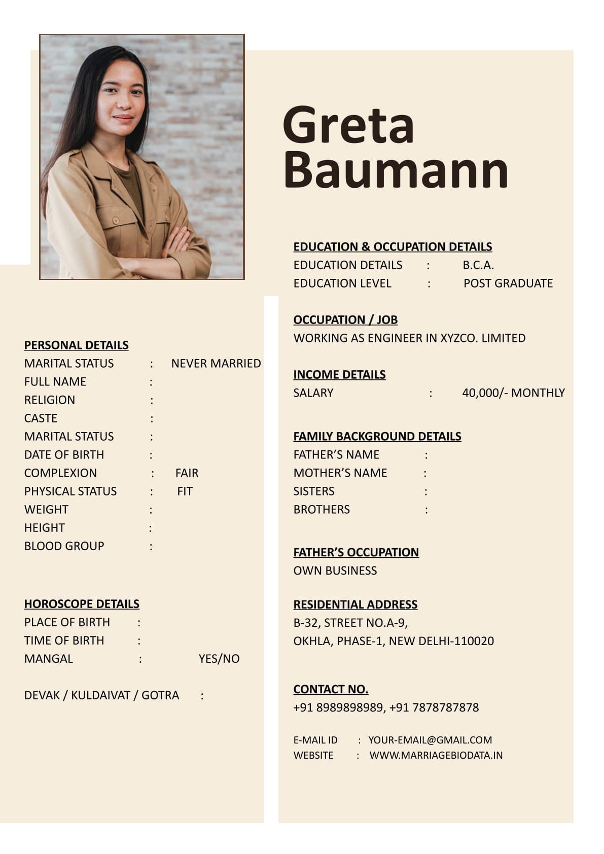 Best Marriage Biodata Word Template Download