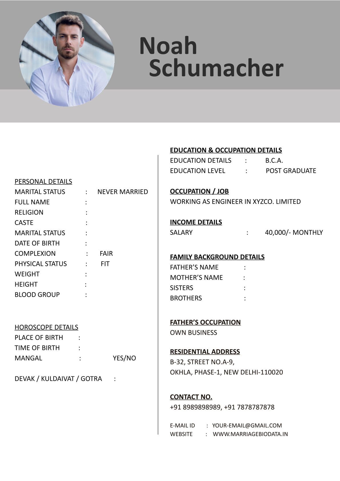 Best Wedding Biodata Template Word File Free