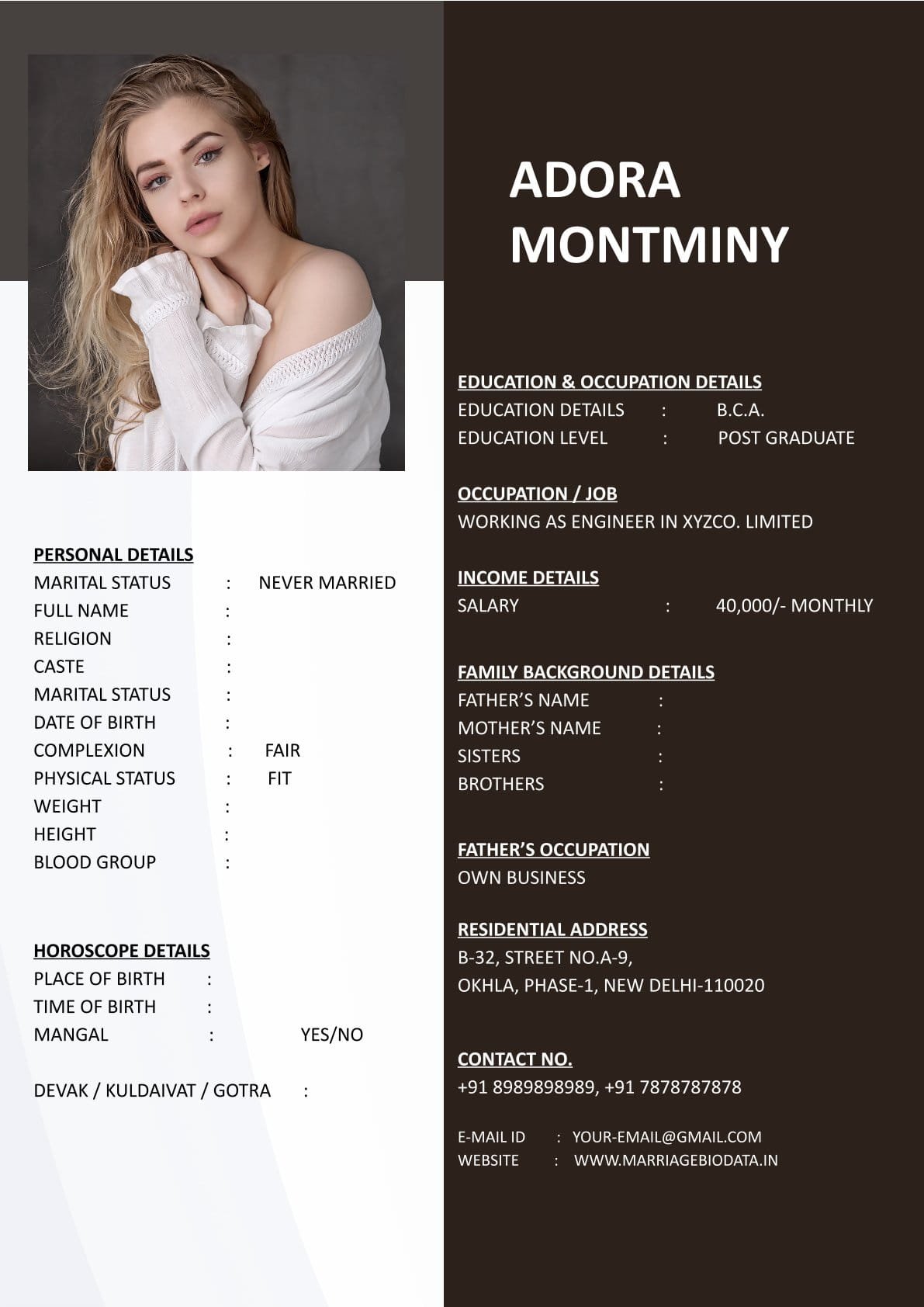 Classic Marriage Profile Format Word Download