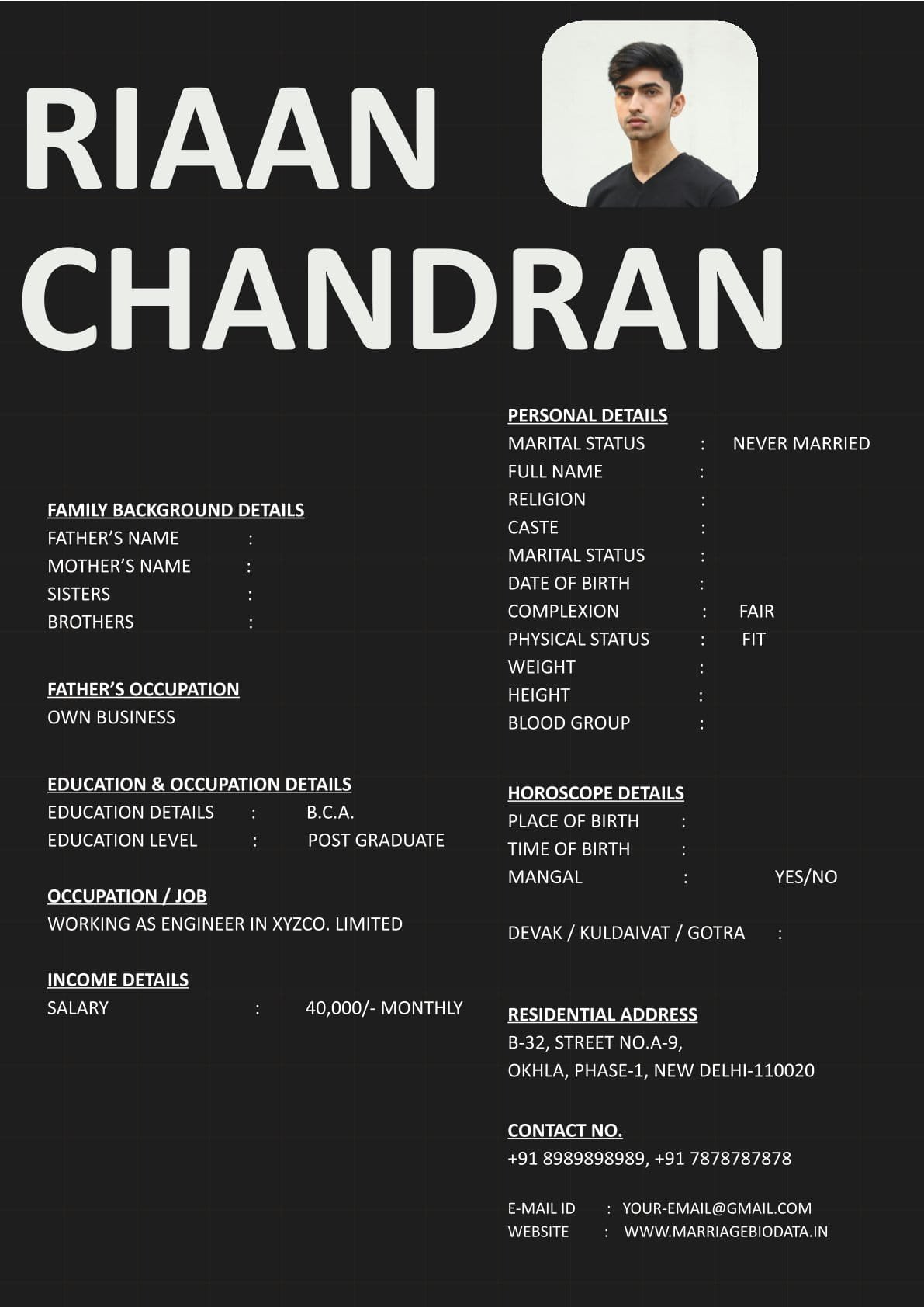 Creative Marriage Biodata Template Word Download