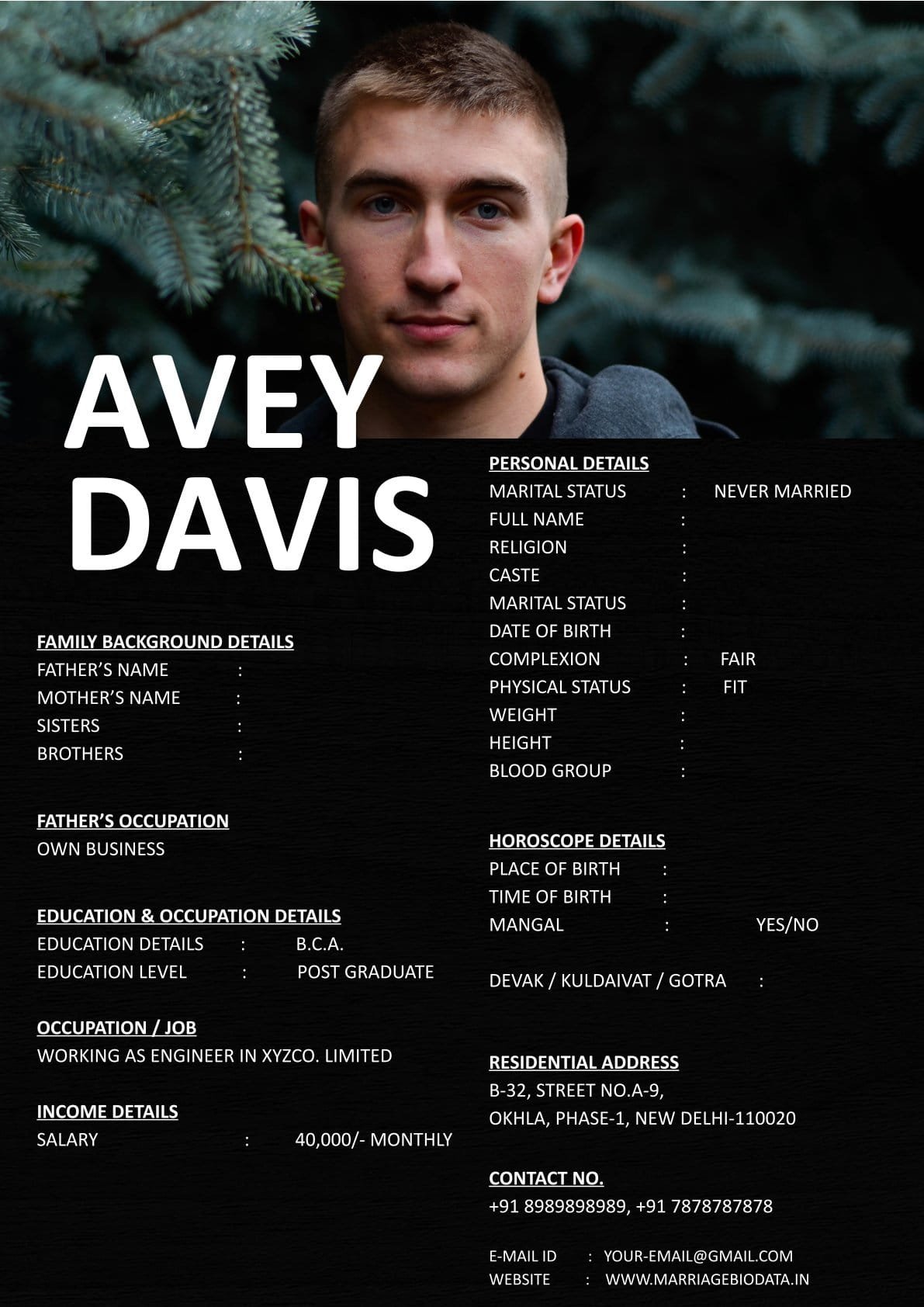 Download Marriage Biodata Template in Word Format