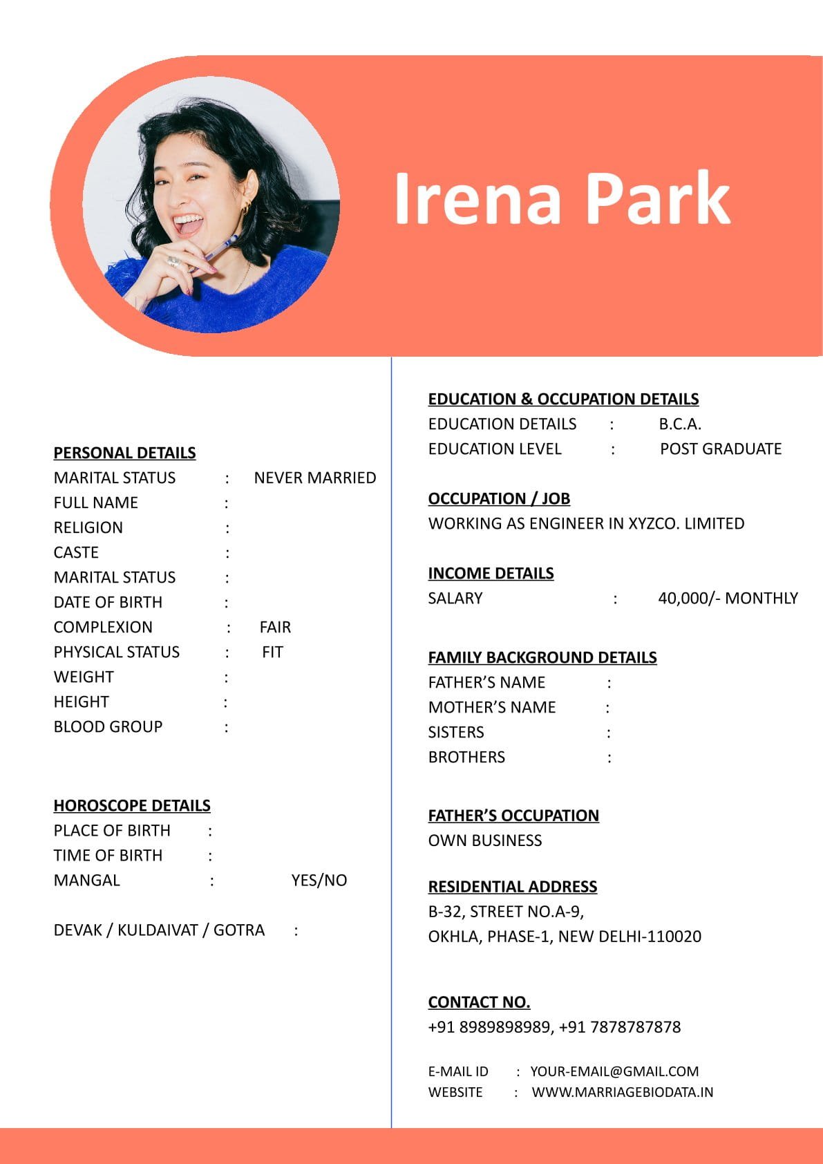 Download Wedding Profile Template Word Free