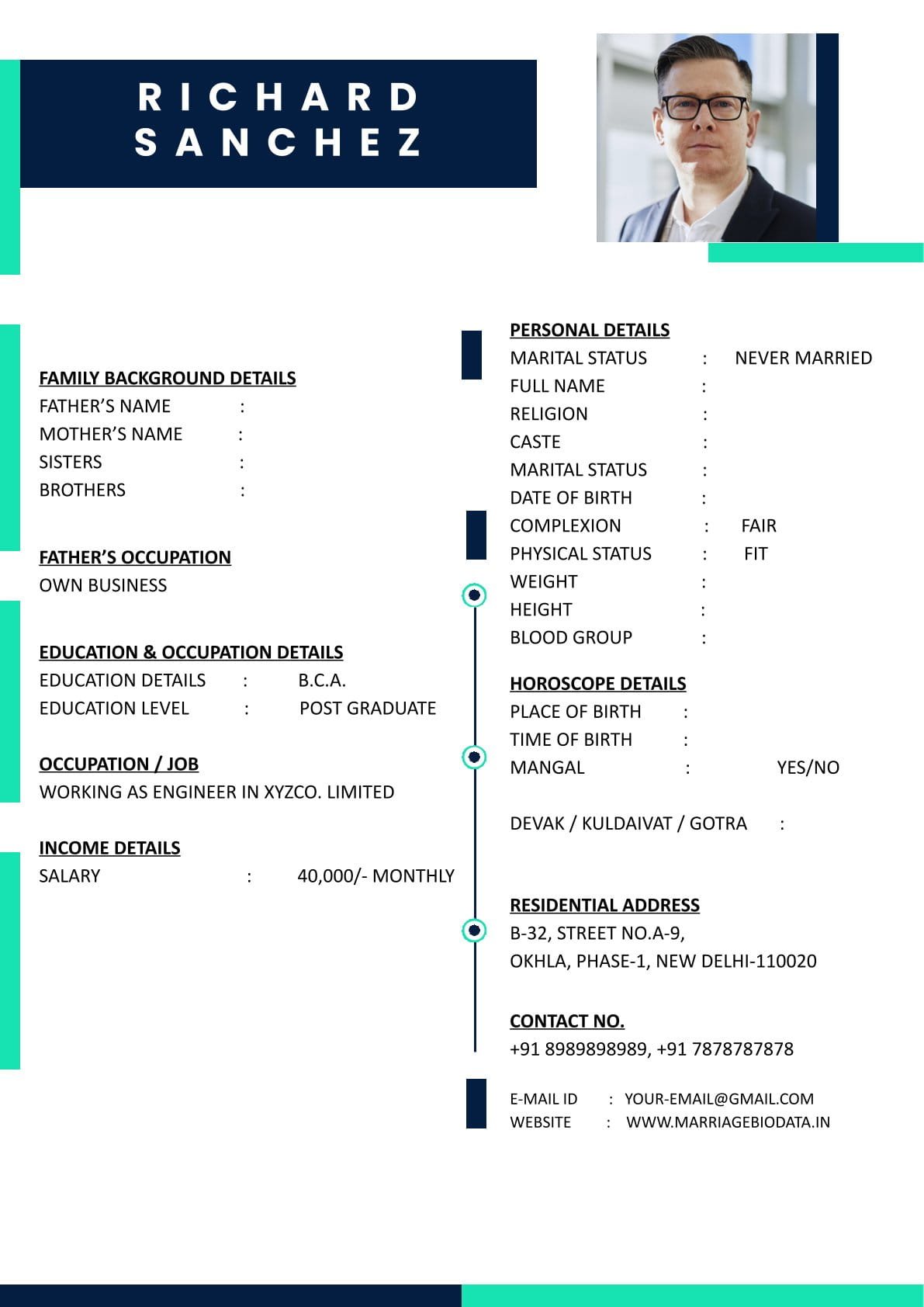 Editable Marriage Biodata Template Word Free Download