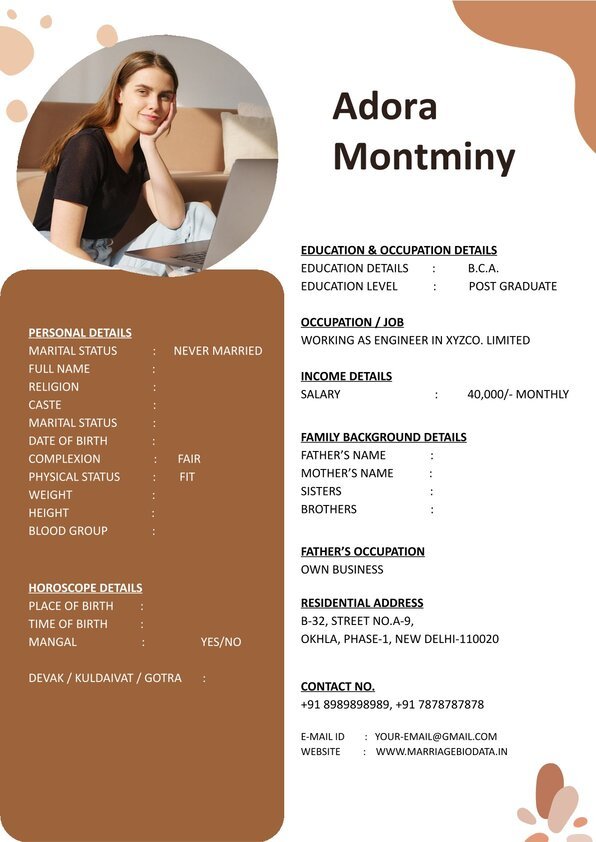 Free Marriage Bio Resume Word Format