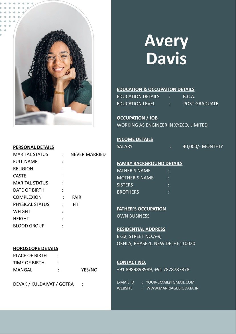 Free Marriage Biodata Word Format Ready to Edit