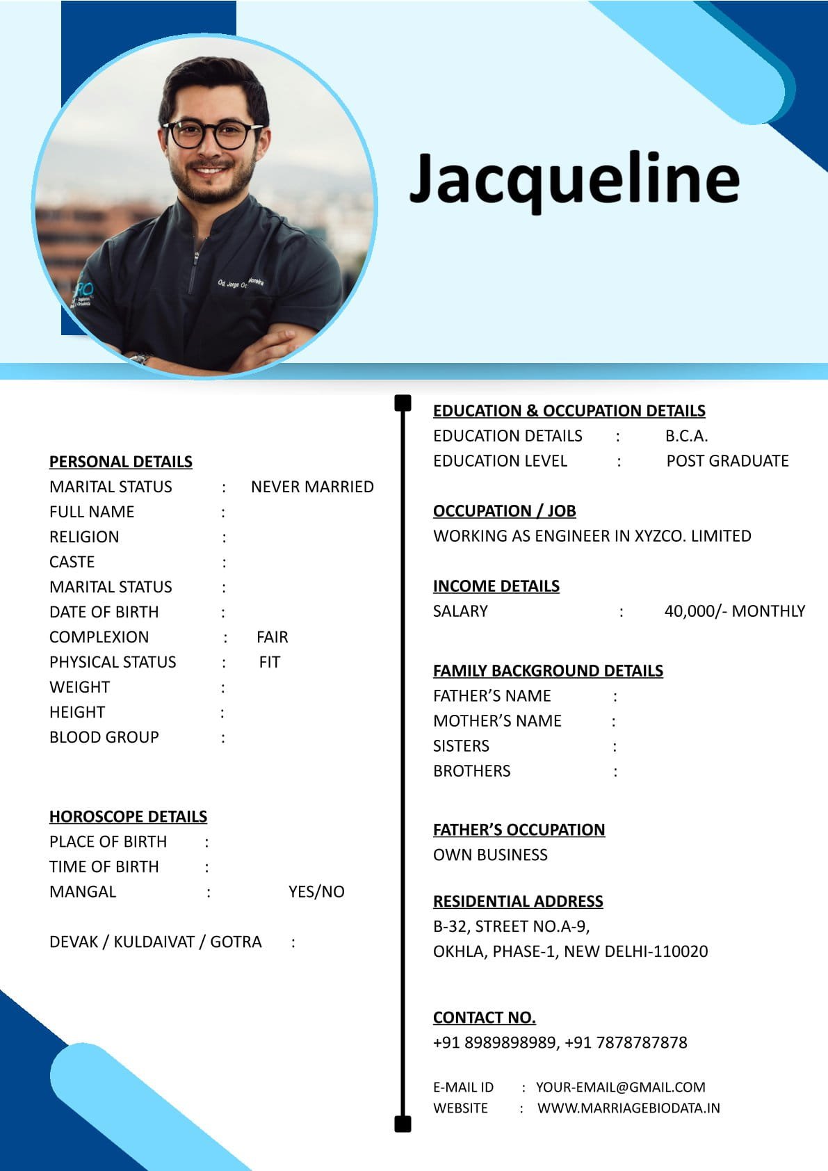 Free Marriage Details Format Word Template