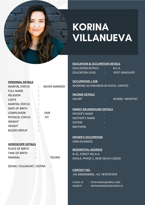 Free Marriage Profile Creator Word File