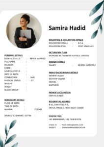 Free Shaadi Resume Word Format for Bride
