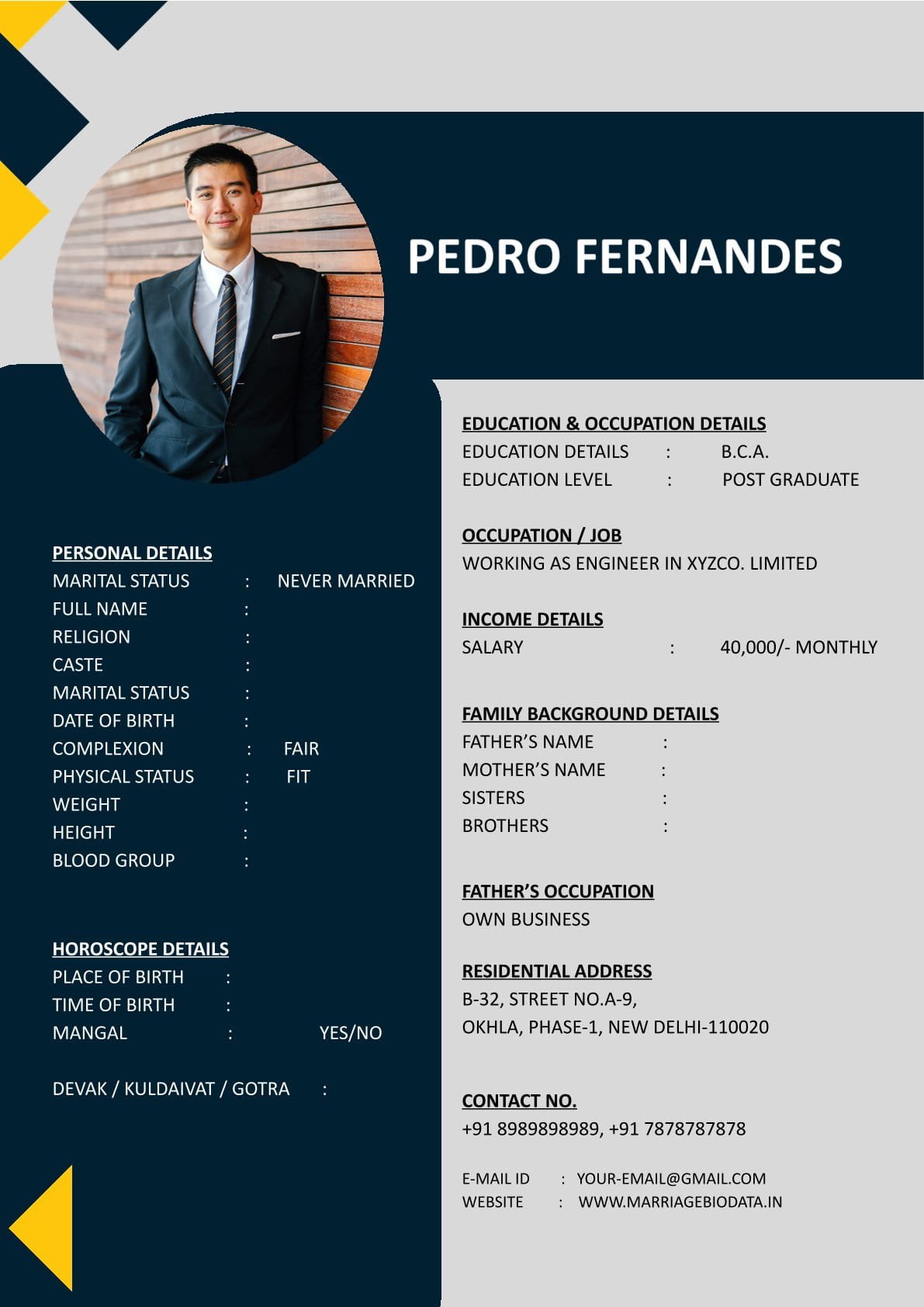 Free Wedding Details Template Word Format