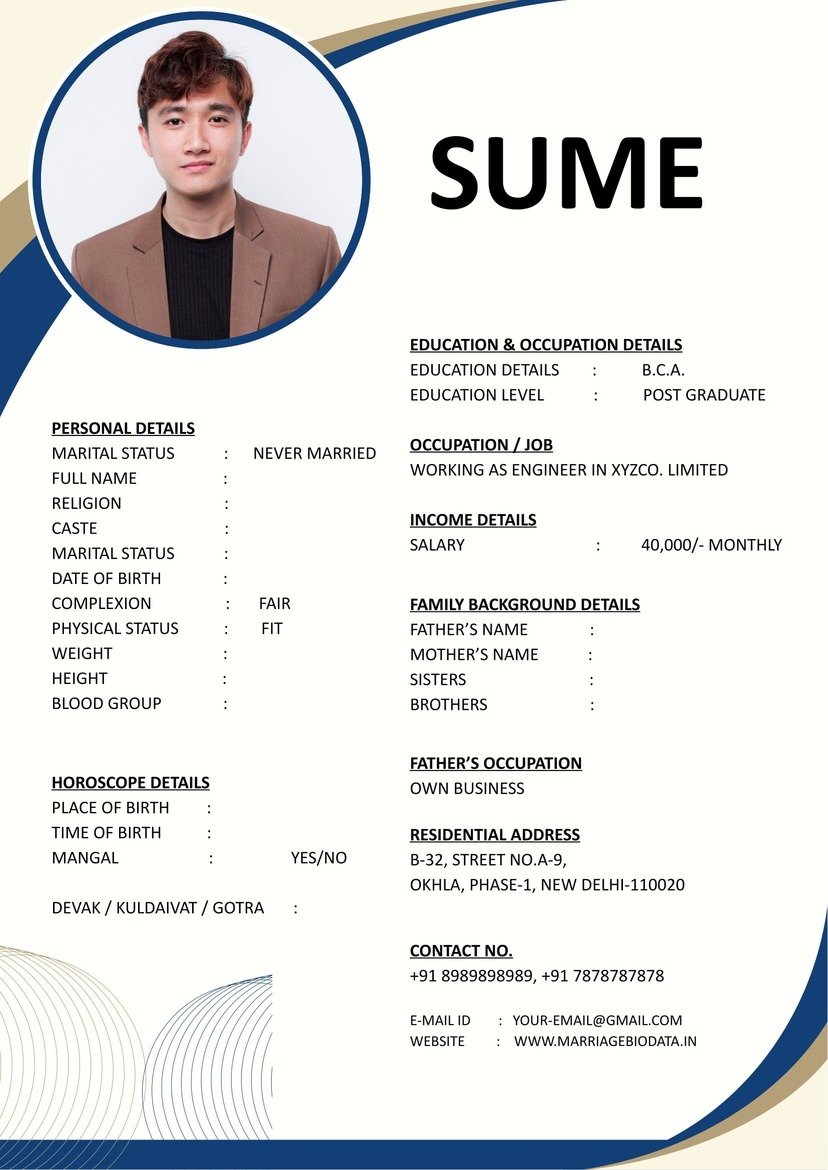 Indian Marriage Biodata Word Format for Bride Free