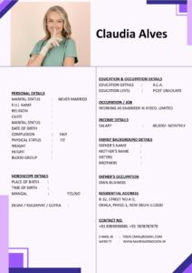 Indian Marriage CV Format Word Free Download