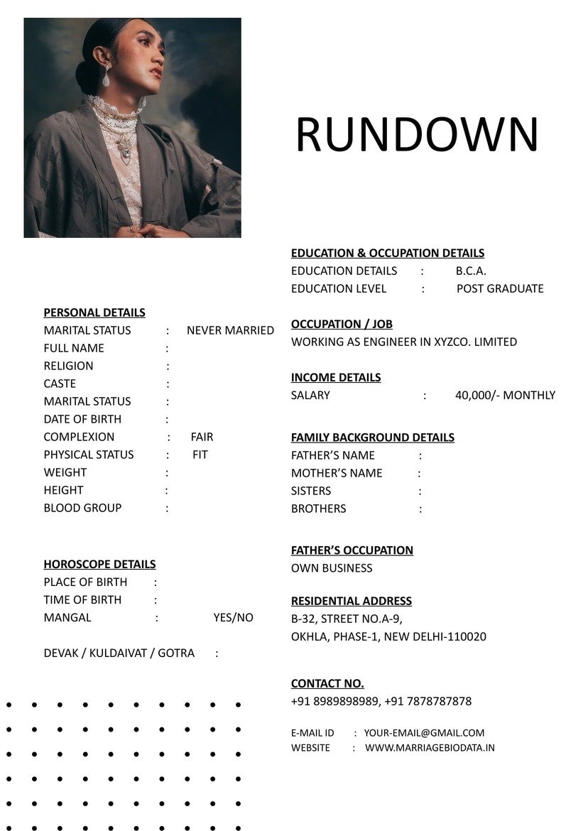 Latest Marriage Biodata Word Format for Groom