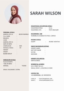 Marriage Biodata Format Word Simple Design