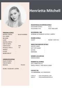 Marriage Biodata Format Word Stylish Design