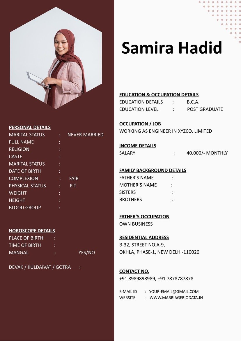 Marriage Biodata Format in Word for Easy Download
