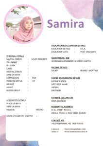 Marriage Biodata Word Design for Boy and Girl