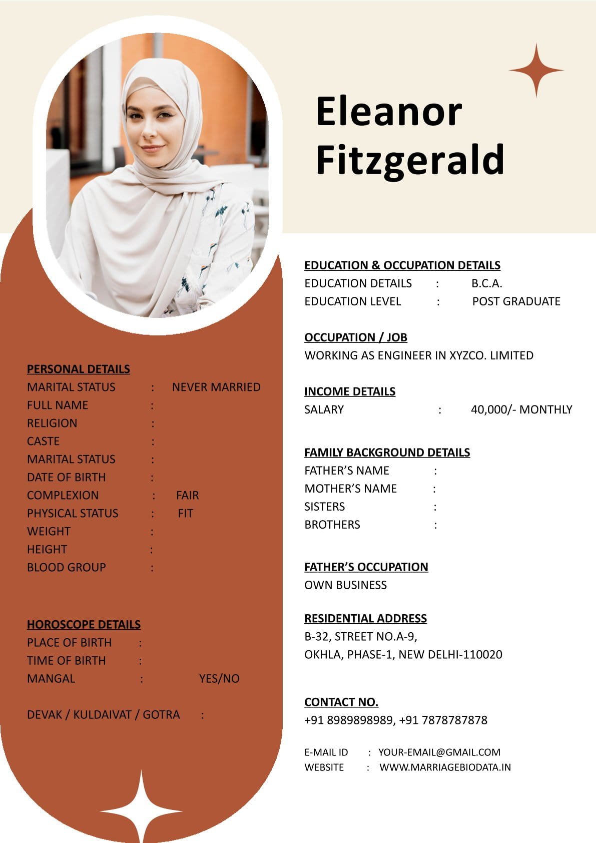 Marriage Biodata Word Format Clean Layout