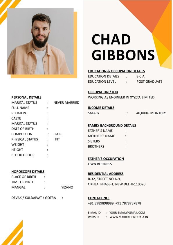 Marriage Info Profile Word Format Free