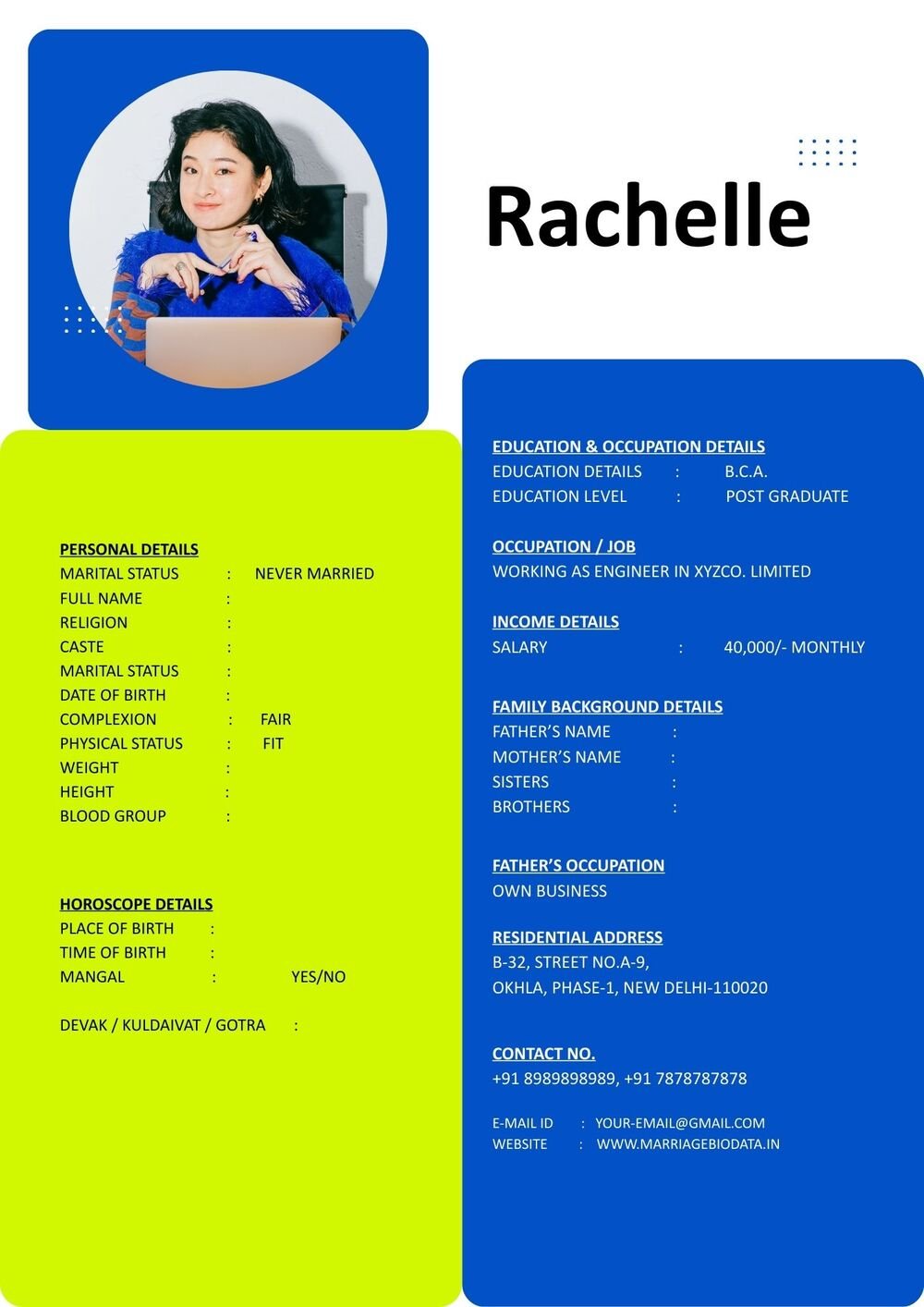 Matrimony Resume Builder Word Template