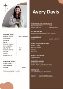 Modern Marriage Biodata Word Template for Couples