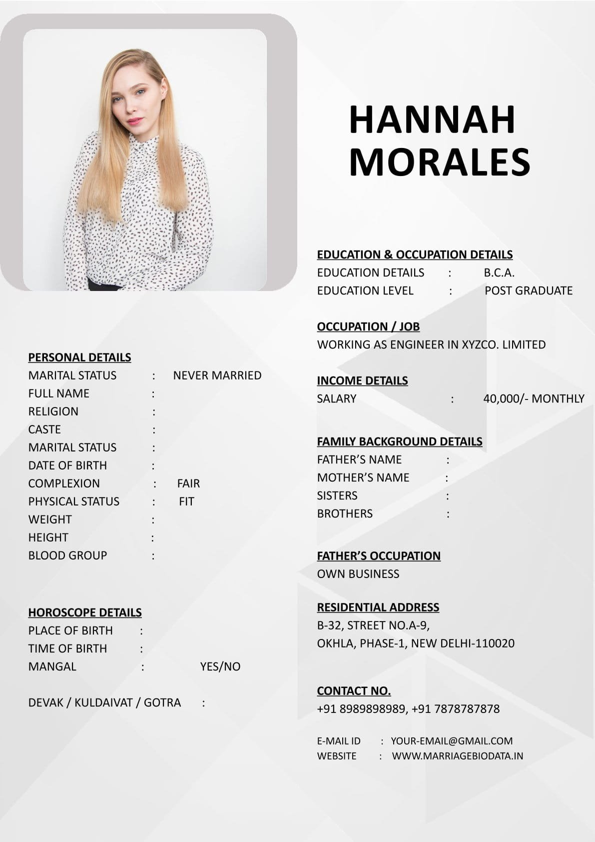 Ready Wedding Resume Template Word Free