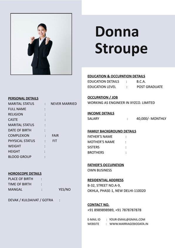 Shaadi Bio Layout Word Template Free