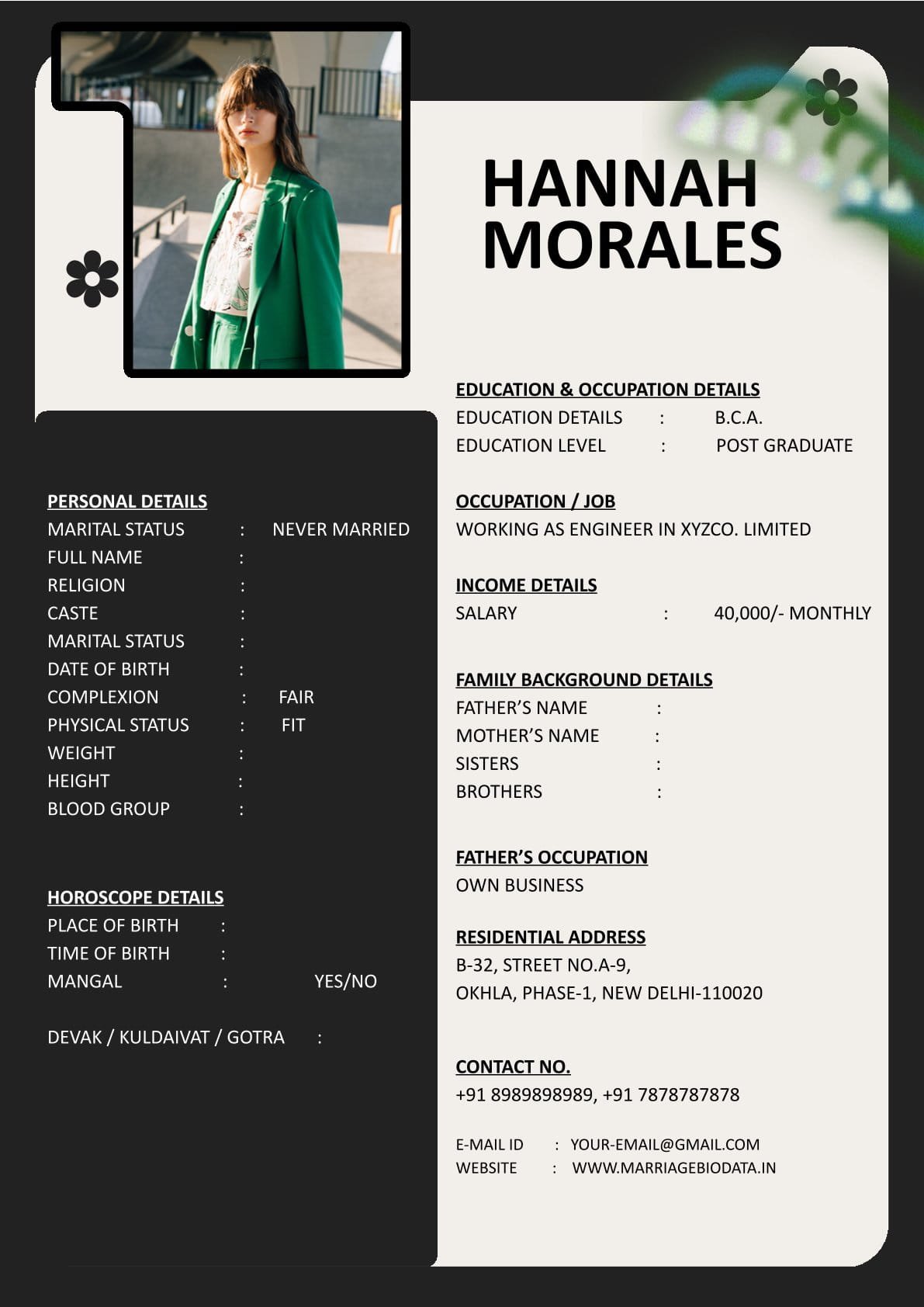 Shaadi Profile Builder Word Template