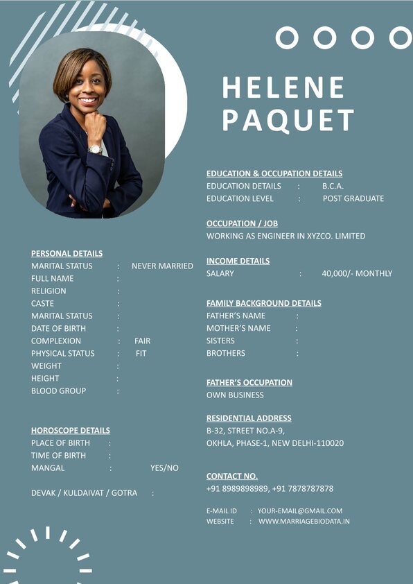 Shaadi Resume Builder Word Template