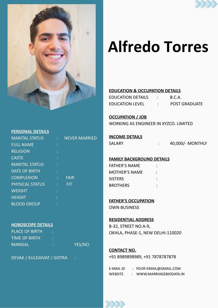 Stylish Marriage Biodata Template Word Free File