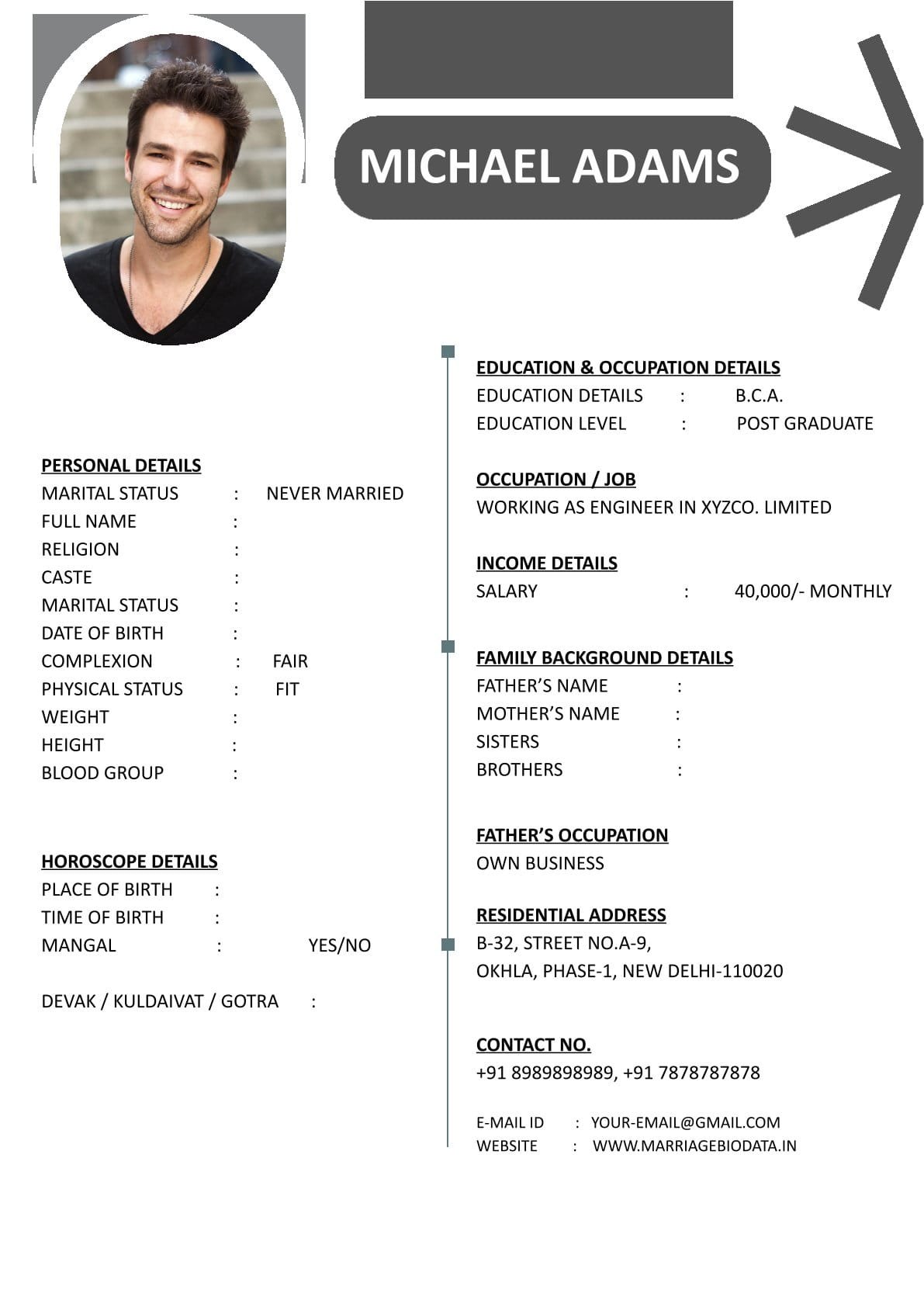 Updated Marriage Biodata Format Word Free File