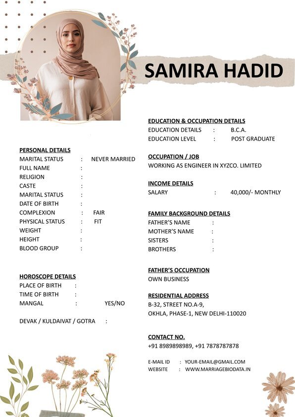 Wedding Bio Data Word Template Free
