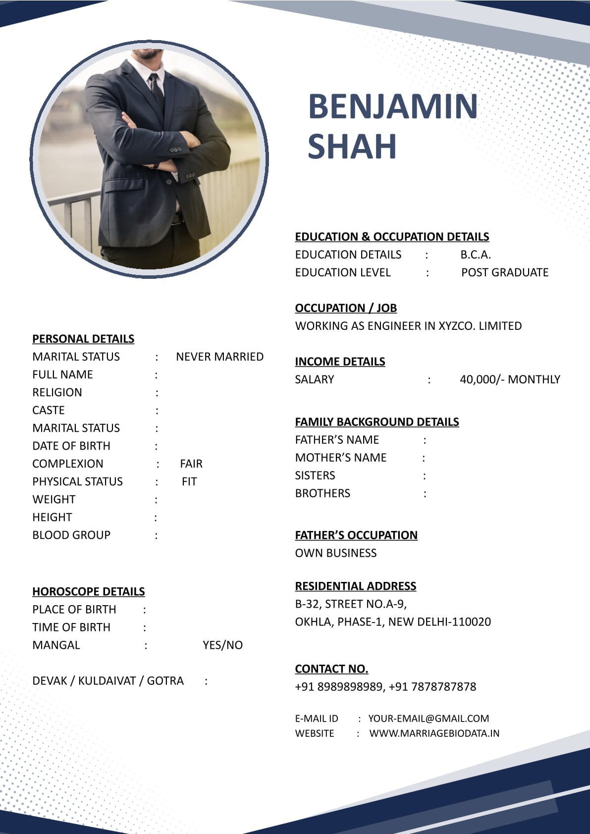 Wedding Bio Profile Template Word Download