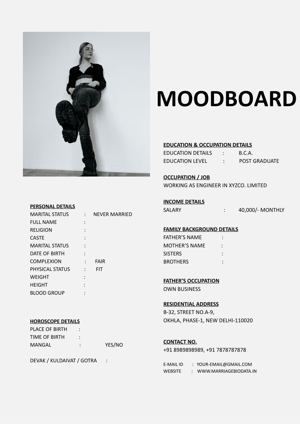 Wedding Bio Resume Template Word Free