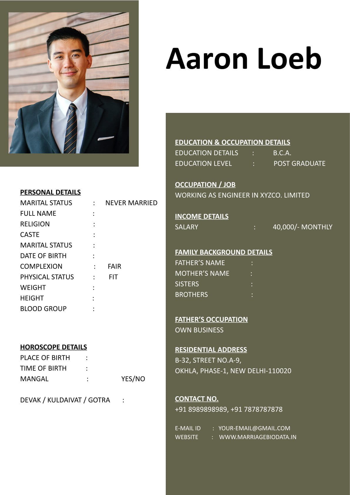 Wedding Details Format Word Free File