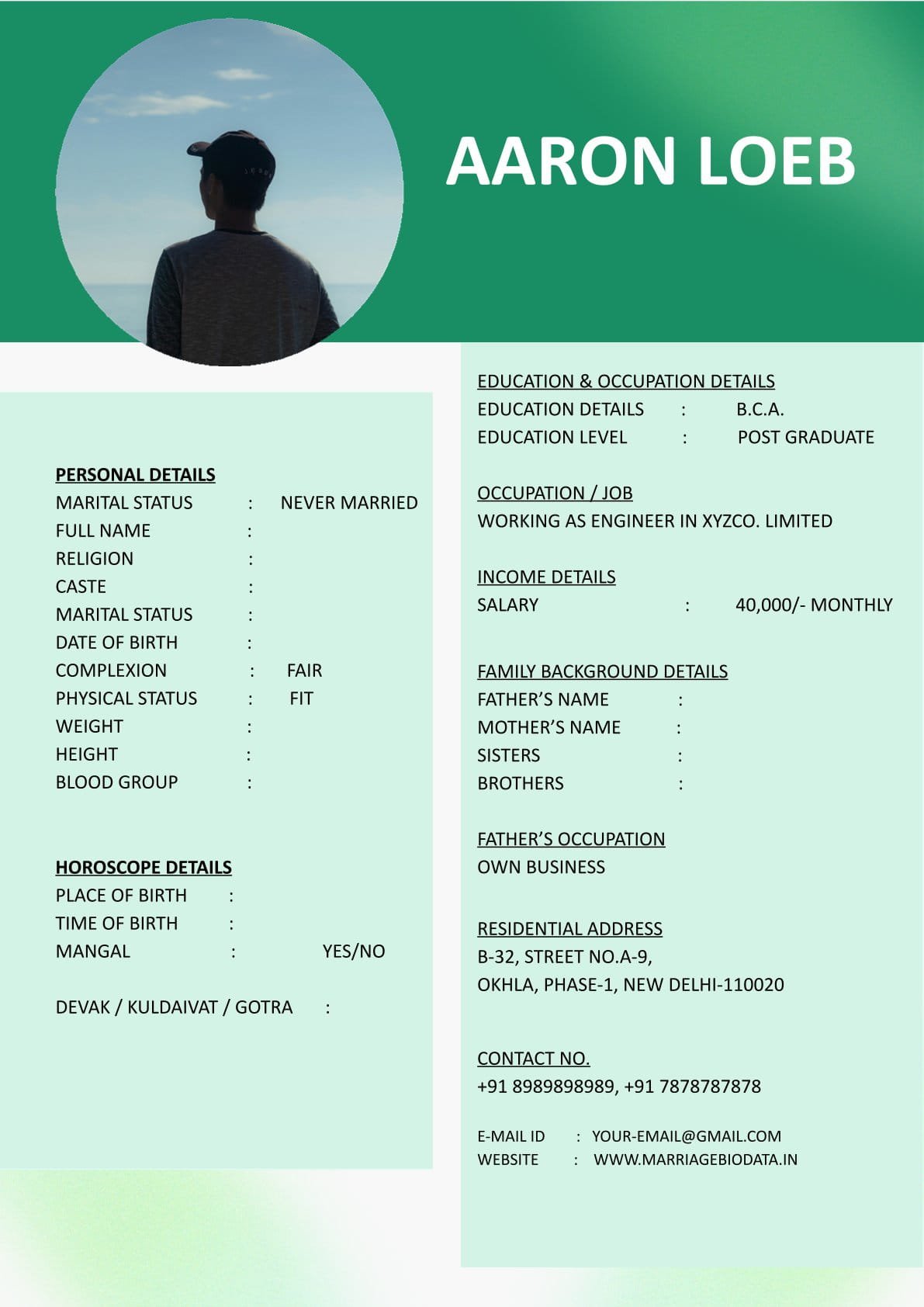 Wedding Profile Builder Word Format Free