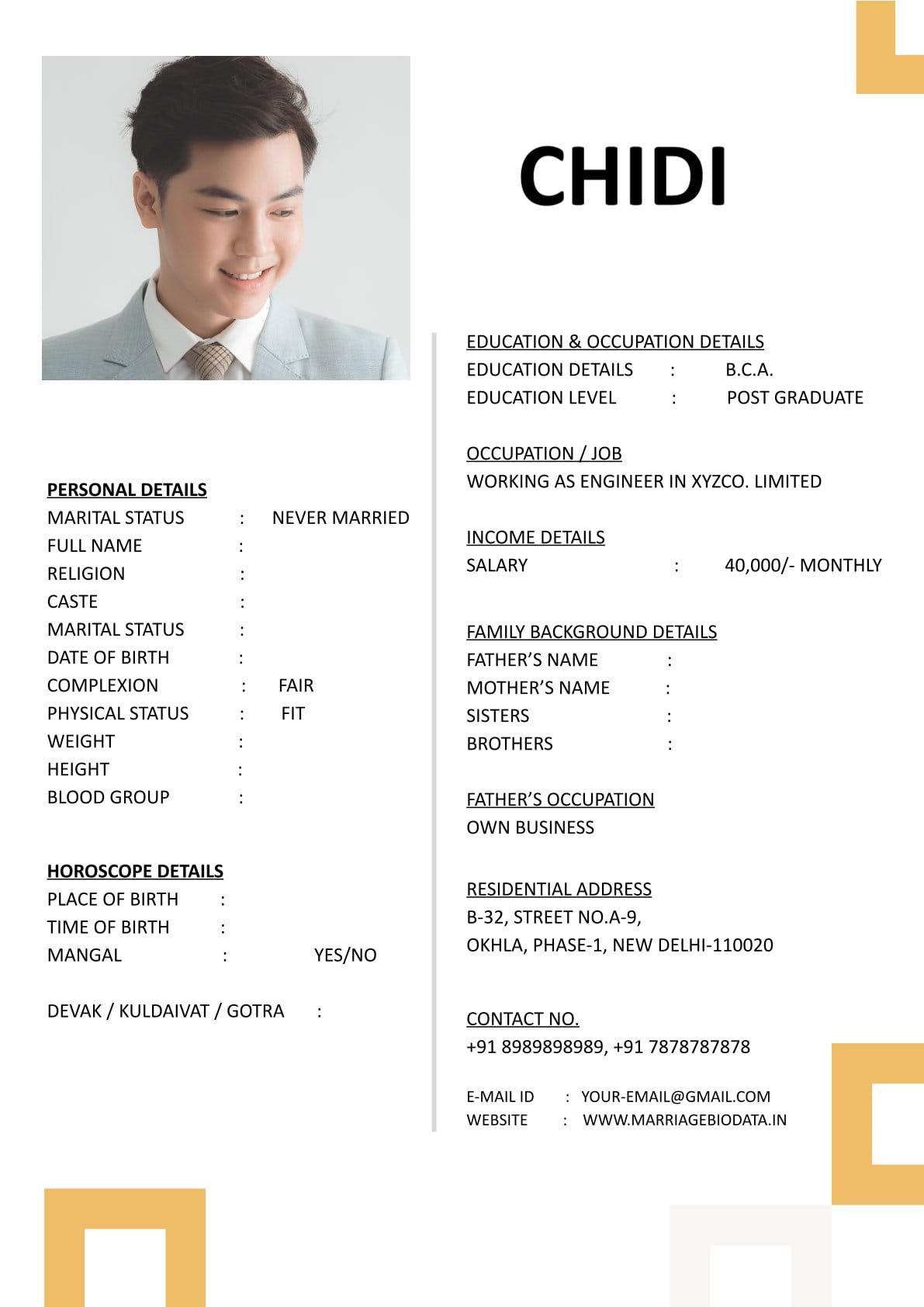 Wedding Profile Layout Word Template