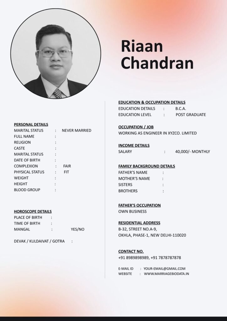 Free Marriage Bio Document Word Format – MarriageBiodata.in