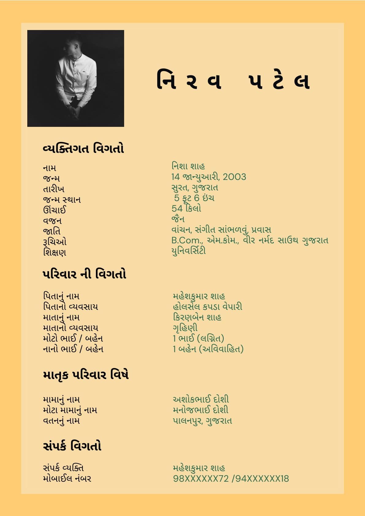 Modern Gujarati Boy Matrimonial Profile