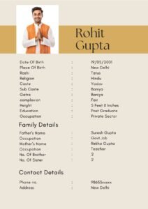 Traditional Hindu Boy Biodata Format for Marriage